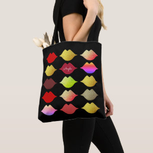 Bolso De Tela Colorido artista de maquillaje Lips belleza negro