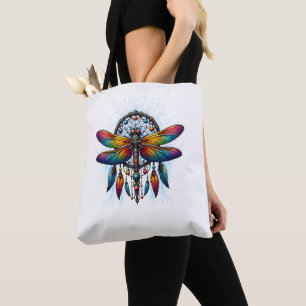 Bolso De Tela Colorido atrapasueños de libélula psicodélico boho