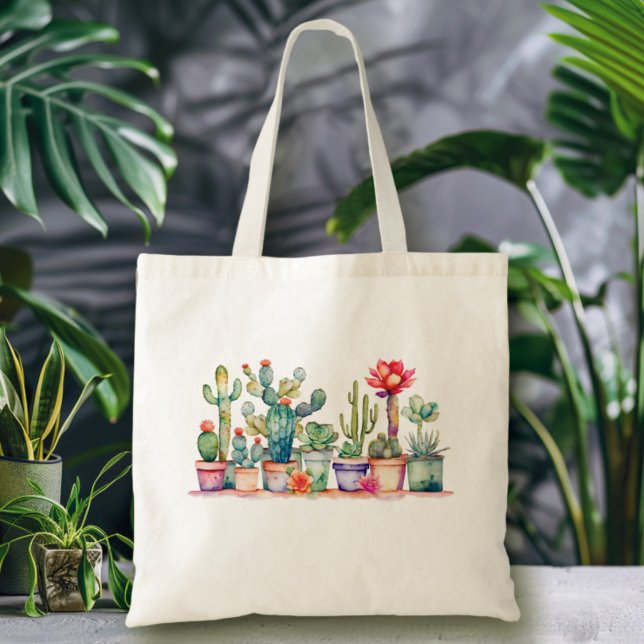 Bolso De Tela Colorido Cacti Potado Y Suculentos (Subido por el creador)