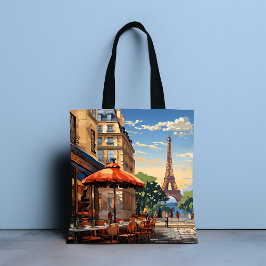 Bolso De Tela Colorido Café Francés Torre Eiffel París Francia