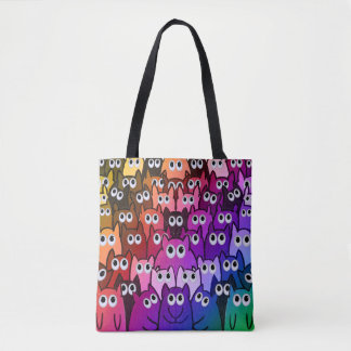 Bolso De Tela Colorido Cat Crowd Rainbow Gradient Kitty Pattern