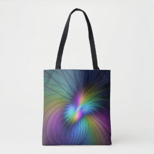 Bolso De Tela Colorido Con Azul Moderno Resumen Arte Fractal
