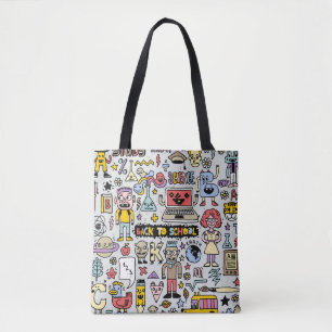 Bolso De Tela Colorido conjunto de cosechas de Doodle School