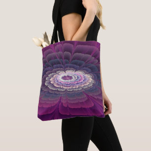 Bolso De Tela Colorido Floral Abstracto Arte Fractal Rosa Impact