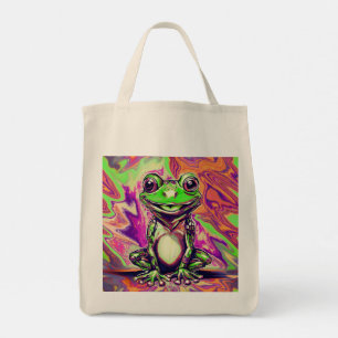 Bolso De Tela Colorido graffiti psicodélico rana verde púrpura