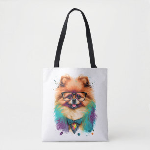 Bolso De Tela Colorido Kawaii Pomeranian Hipster 1