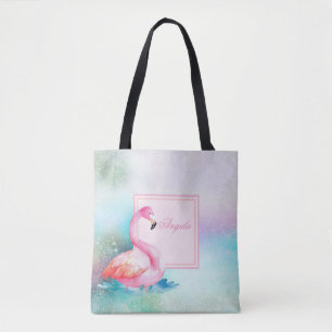 Bolso De Tela Colorido Moderno Femenino, Flamingos Adorables