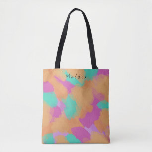 Bolso De Tela Colorido negrita Patrón de artista moderno + nombr