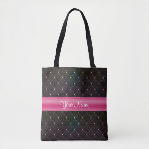 Bolso De Tela Colorido negro rosado acolchada moda personalizado