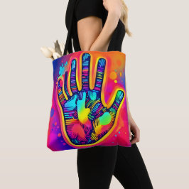 Bolso De Tela Colorido Neon Five & Half Fingers imprime arte