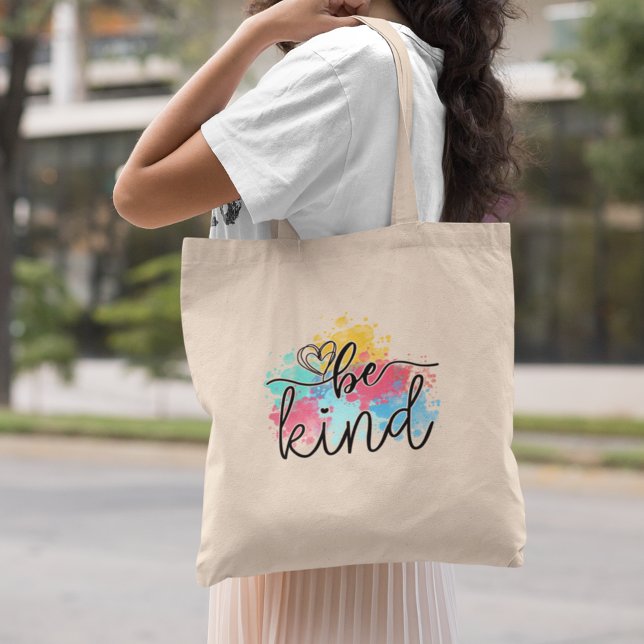Bolso De Tela Colorido Paint Splash (Spread the positive message of kindness with this cute and colorful tote bag.)
