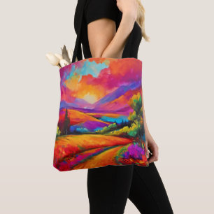 Bolso De Tela Colorido paisaje montañoso de Sunset