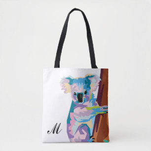 Bolso De Tela Colorido Pop Art Koala Monogramado