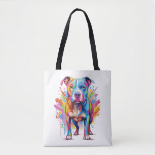 Bolso De Tela Colorido Pop Art Pitbull Retrato Perro Lover Pullo