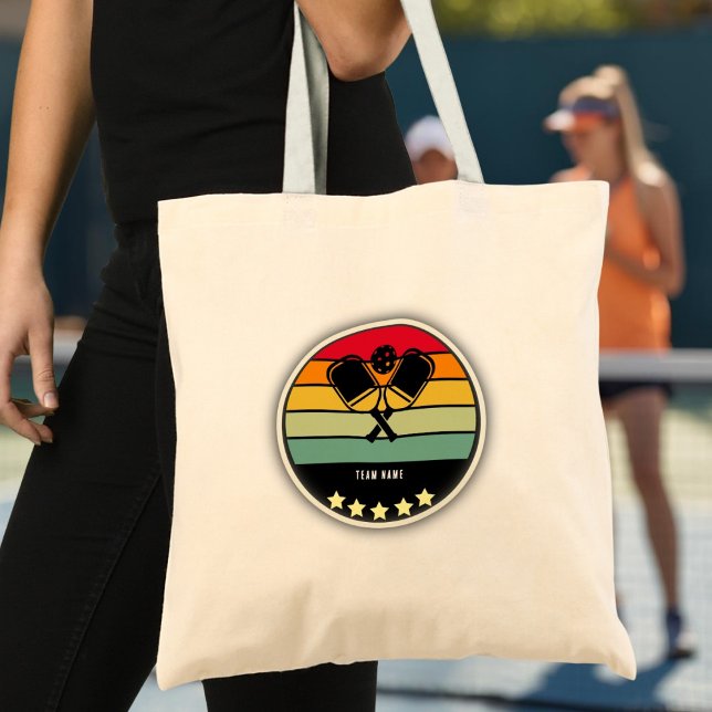 Bolso De Tela Colorido remo de bolas (Colorful Pickleball Paddle Tote Bag - custom name)