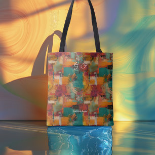 Bolso De Tela Colorido Resumen Personalizado Iniciales De La Bol