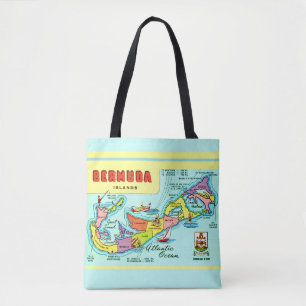 Bolso De Tela Colorido Tote del mapa de las Bermudas