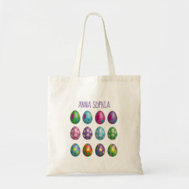 Bolso De Tela Colorido vector 3D Huevos de Pascua Monograma