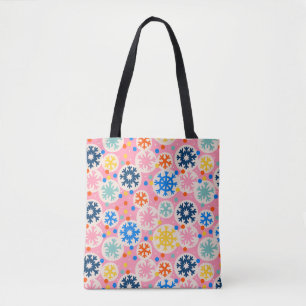 Bolso De Tela Coloridos copos de nieve en el patrón de vacacione