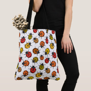 Bolso De Tela Coloridos ladybugs sobre blanco