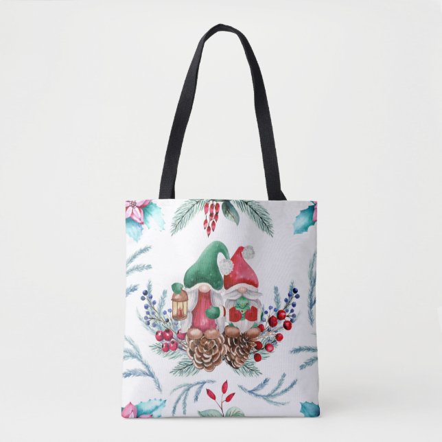 Bolso De Tela Coloridos Navidades Gnomes (Anverso)