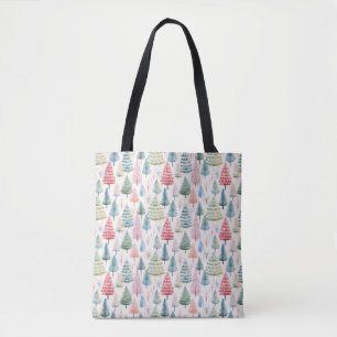 Bolso De Tela Coloridos Navidades Pastel Patrón de Pinos Árboles