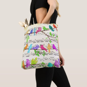 Bolso De Tela Coloridos pájaros musicales sinfónicos Tote Bag
