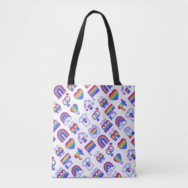 Bolso De Tela Coloridos patrones de iconos arco iris (Anverso)