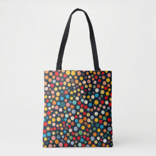 Bolso De Tela Coloridos puntos de polka en un fondo oscuro