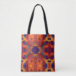 Bolso De Tela Coloridos Swirls and Flowers Paint Pour Design
