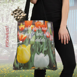 Bolso De Tela Coloridos tulipanes de primavera de estilo vintage
