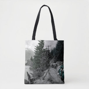 Bolso De Tela Colorsplash Vintage Mountain Lake Nature Carros Pi
