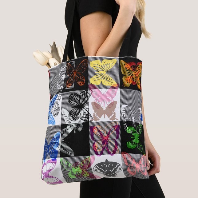 Bolso De Tela Colourful Butterfly Plaid Tartan Check Design  (Subido por el creador)