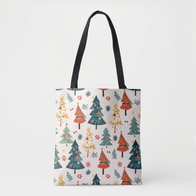 Bolso De Tela Colourful Christmas Pine Trees Seamless Pattern (Anverso)