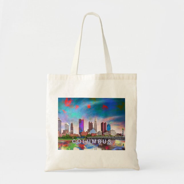 Bolso De Tela Columbus Skyline Resumen de arte (Frente)