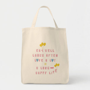 Bolso De Tela Coma bien, ríe a menudo, ama mucho