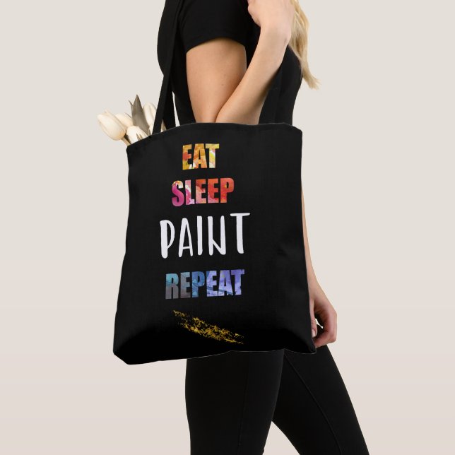 Bolso De Tela Coma, duerma, pinte, repita. Regalo de los (Detalle)