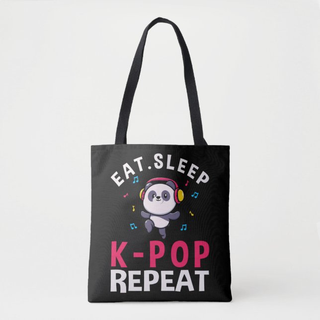 Bolso De Tela Coma el sueño KPop Repetir Kawaii Panda (Anverso)