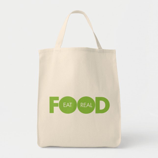 Bolso De Tela Coma la comida real (Frente)