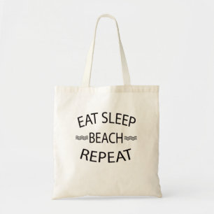 Bolso De Tela Coma la playa Sleep Beach Repetir Tote de verano