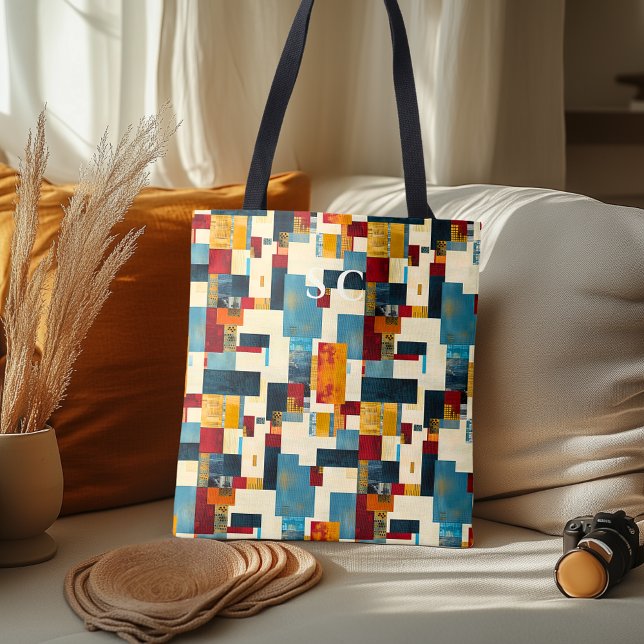 Bolso De Tela Combinación geométrica de parches en rojo, amarill (Subido por el creador)