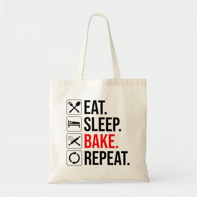 Bolso De Tela Come. Duerme. Bake. Repite (Frente)