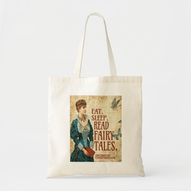 BOLSO DE TELA COME. DUERME. LEER TOTE DE TALES DE FAIRY (Frente)