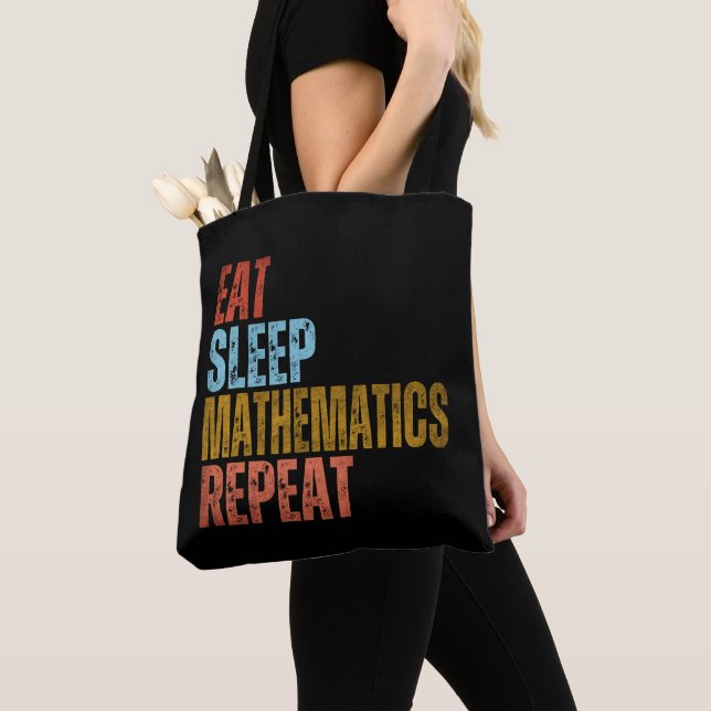 BOLSO DE TELA COME SUEÑA MATEMÁTICAS REPITE (Detalle)