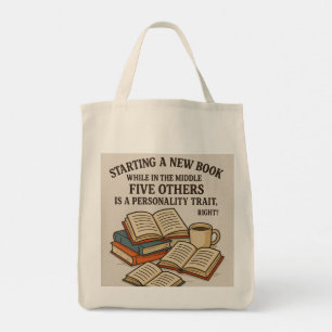 Bolso De Tela Comenzando un nuevo libro en medio de otros cinco