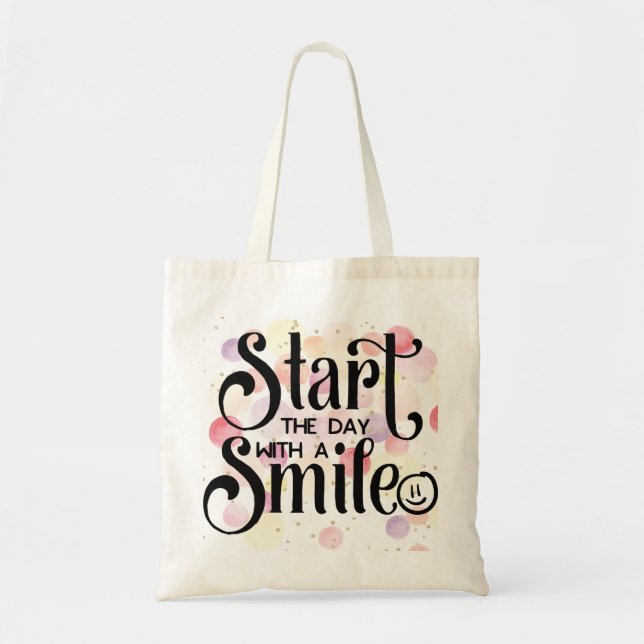 Bolso De Tela Comenzar el día con una sonrisa (Frente)