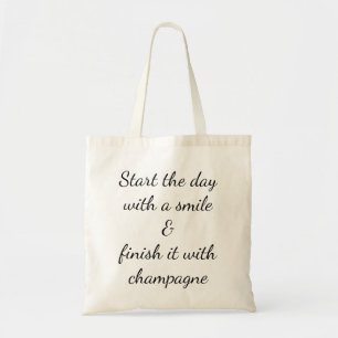 Bolso De Tela Comenzar sonrisa Finalizar Champagne Cita feliz Bo
