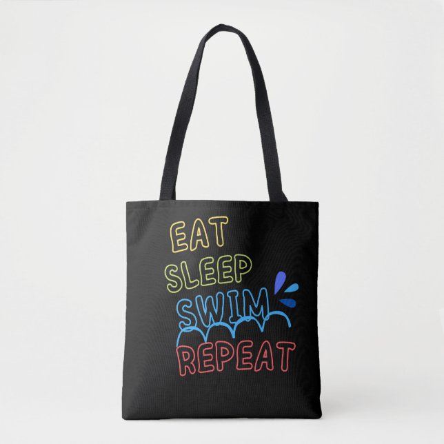 Bolso De Tela Comer a dormir nadar repetidamente (Anverso)