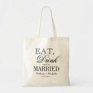 Bolso De Tela Comer bebida y ser casada fiesta de bodas con bols