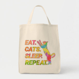 Bolso De Tela Comer, dormir, gatos, repetir